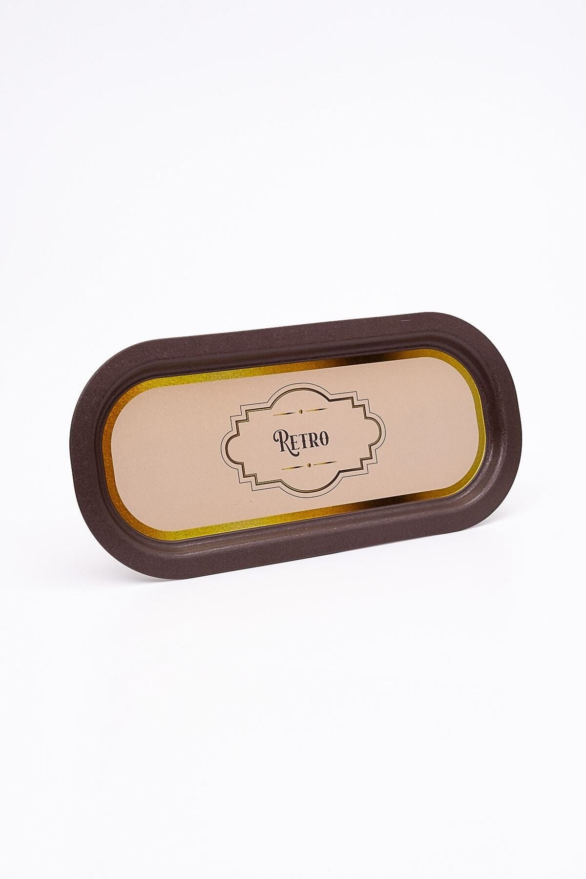 Ee168-u6 Retro Desenli Oval Tepsi 16x35 Cm