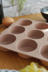 12'Li Silikon Muffin Kek Kalıbı, Platinum Silikon, Açık Kahverengi