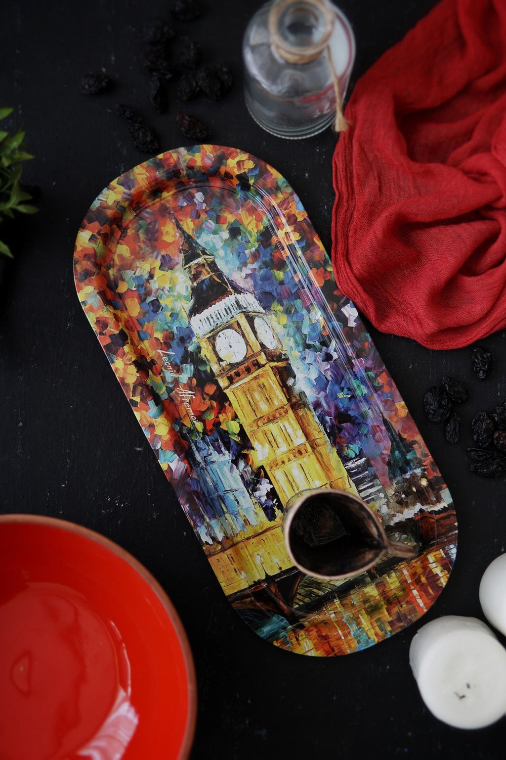 Ef168-01 Afremov Big Ban Desenli Oval Tepsi 16x35 Cm
