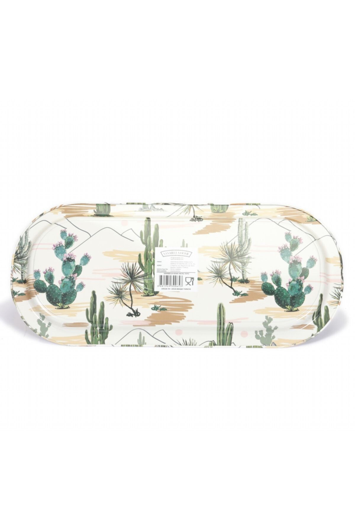 Ef168-10 101_cactus Bread Desenli Oval Tepsi 16x35 Cm