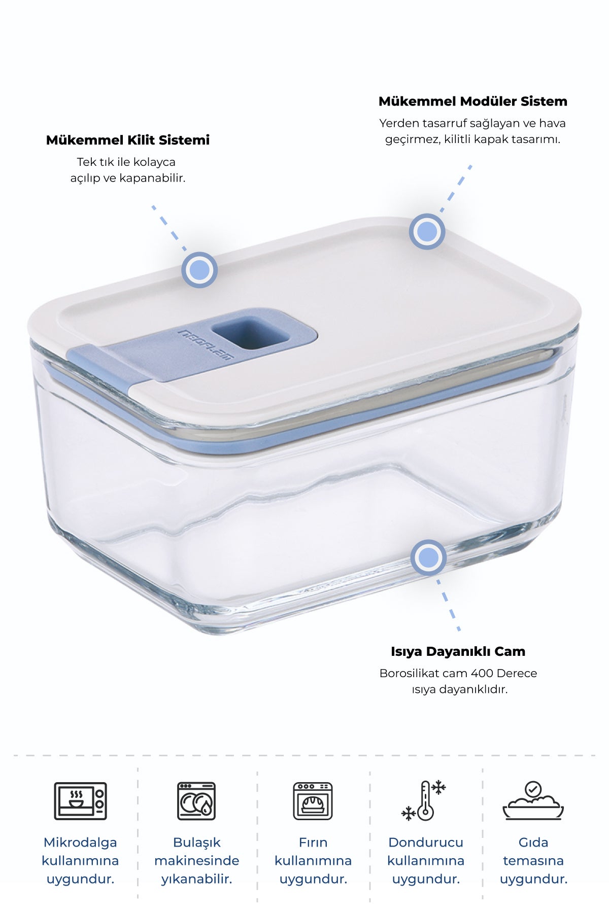 Neoflam Perfect Seal Cam Saklama Kabı 500Ml
