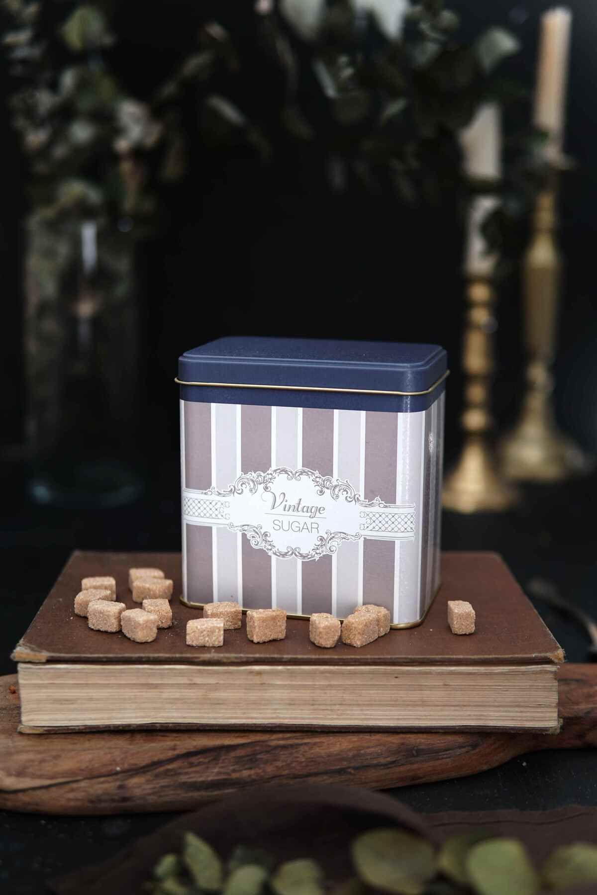 Er205-8a Elegance Sugar Desenli Kare Metal Saklama Kabı 8 X 12 Cm