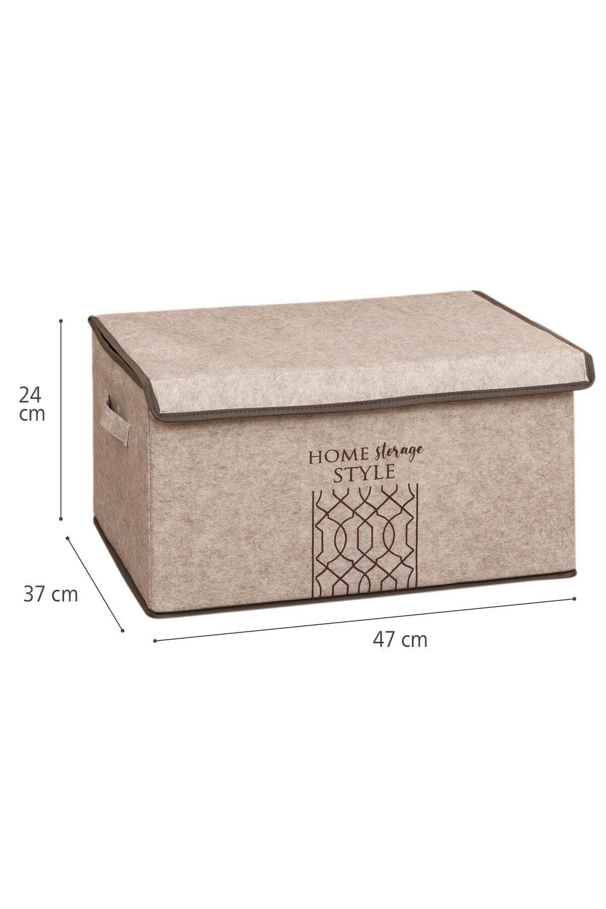 Keçe Kapaklı Maxi Kutu Bej 47 x 37 x 24 cm