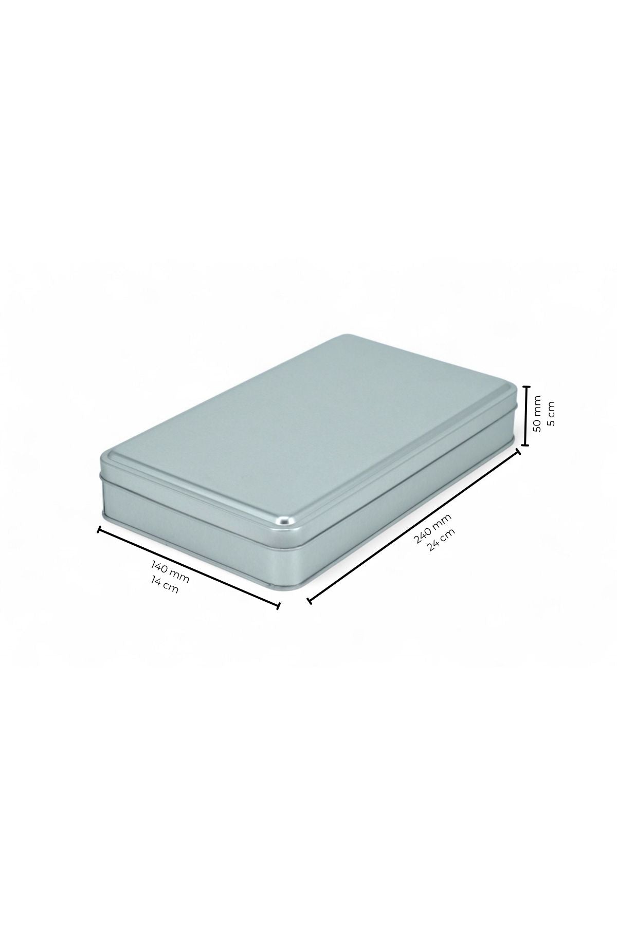140x240x50 mm Metal Kapaklı Baskısız Metal Kutu, Mat Silver, 48 Adet