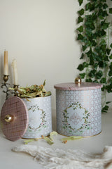 Rosy Desenli Metal Saklama Kabı 2'li Set 2.1 Litre + 4.1 Litre Erb48u7