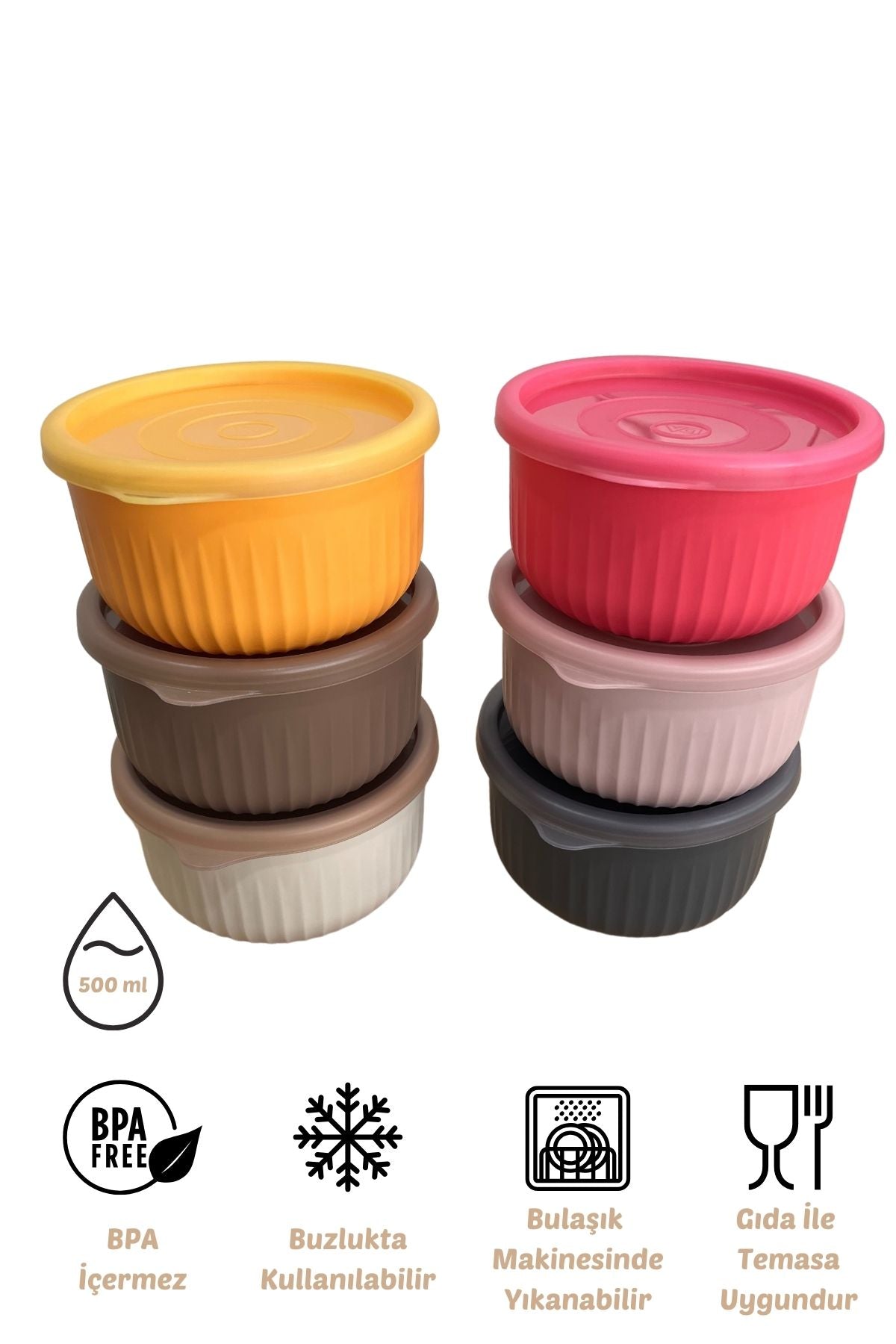 x VipAhmet Vakumlu Saklama Kabı 6'lı Set, 0,50 lt