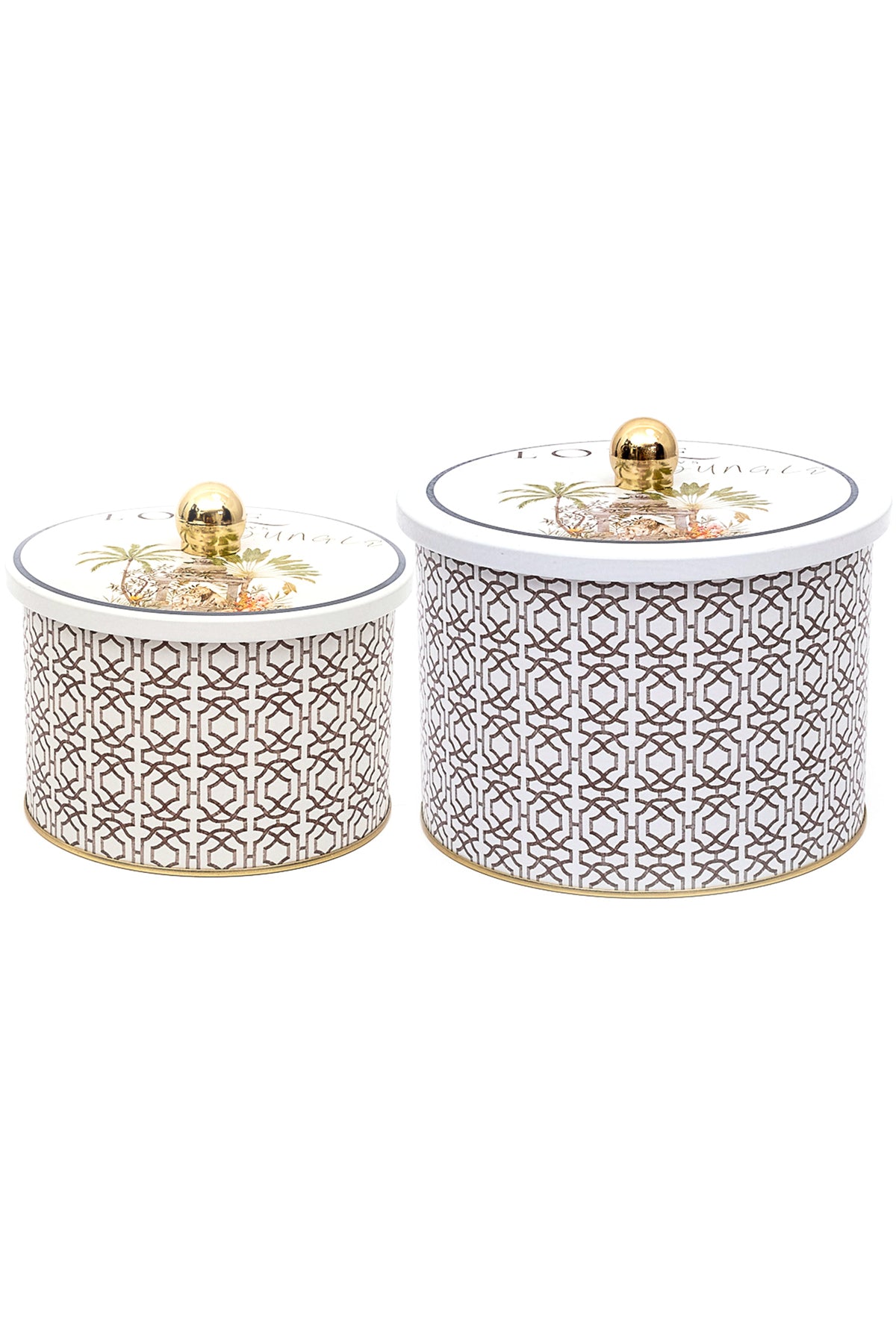 Evle Topuz Kulplu 2’li Yuvarlak Metal Saklama Kabı Seti – Ø17,5x13 cm & Ø14x10 cm