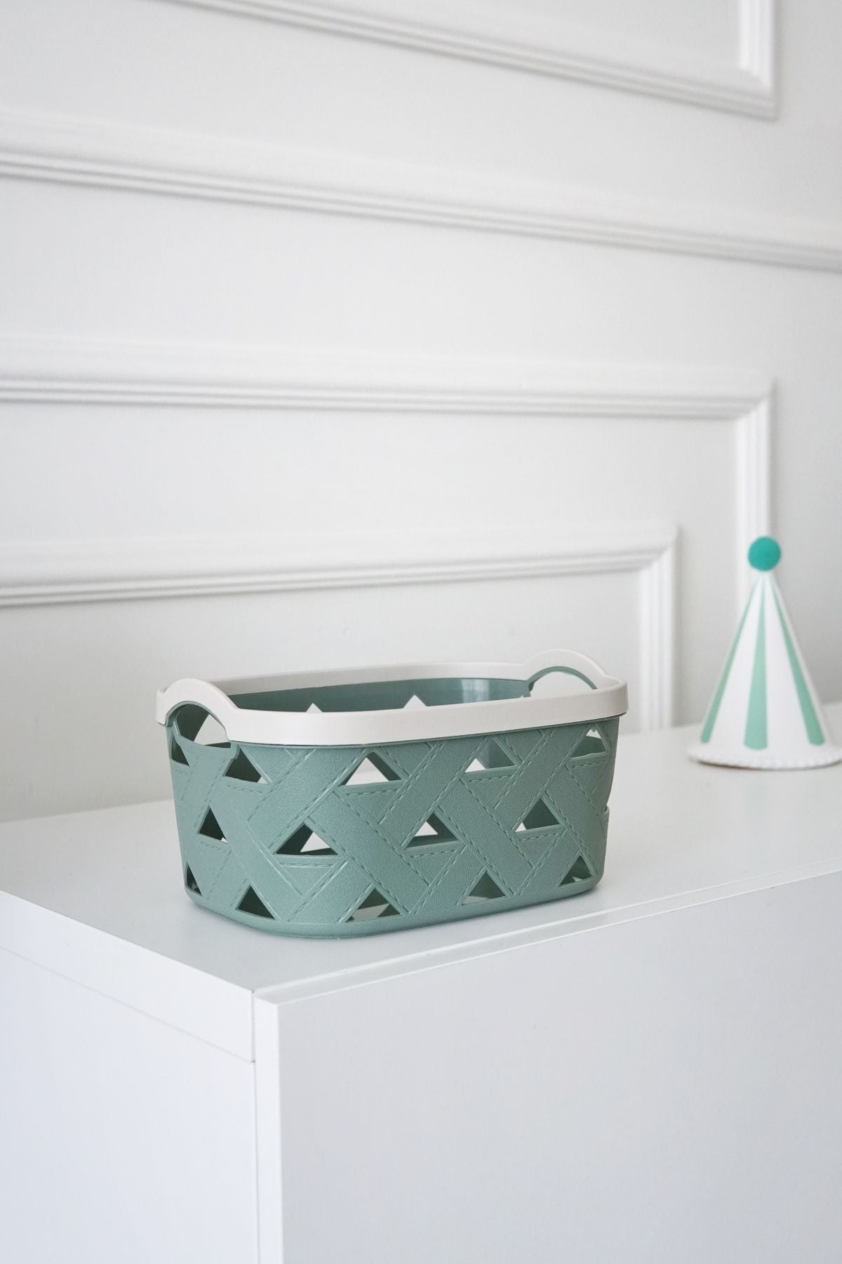 Deri Desenli Saklama ve Düzenleme Sepet Takımı (7’li), Yeşil