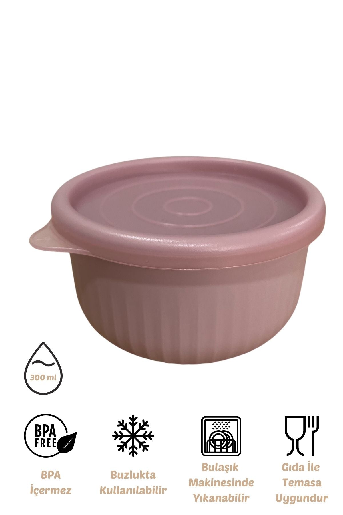 x VipAhmet Vakumlu Saklama Kabı, 0,30 lt, Pembe