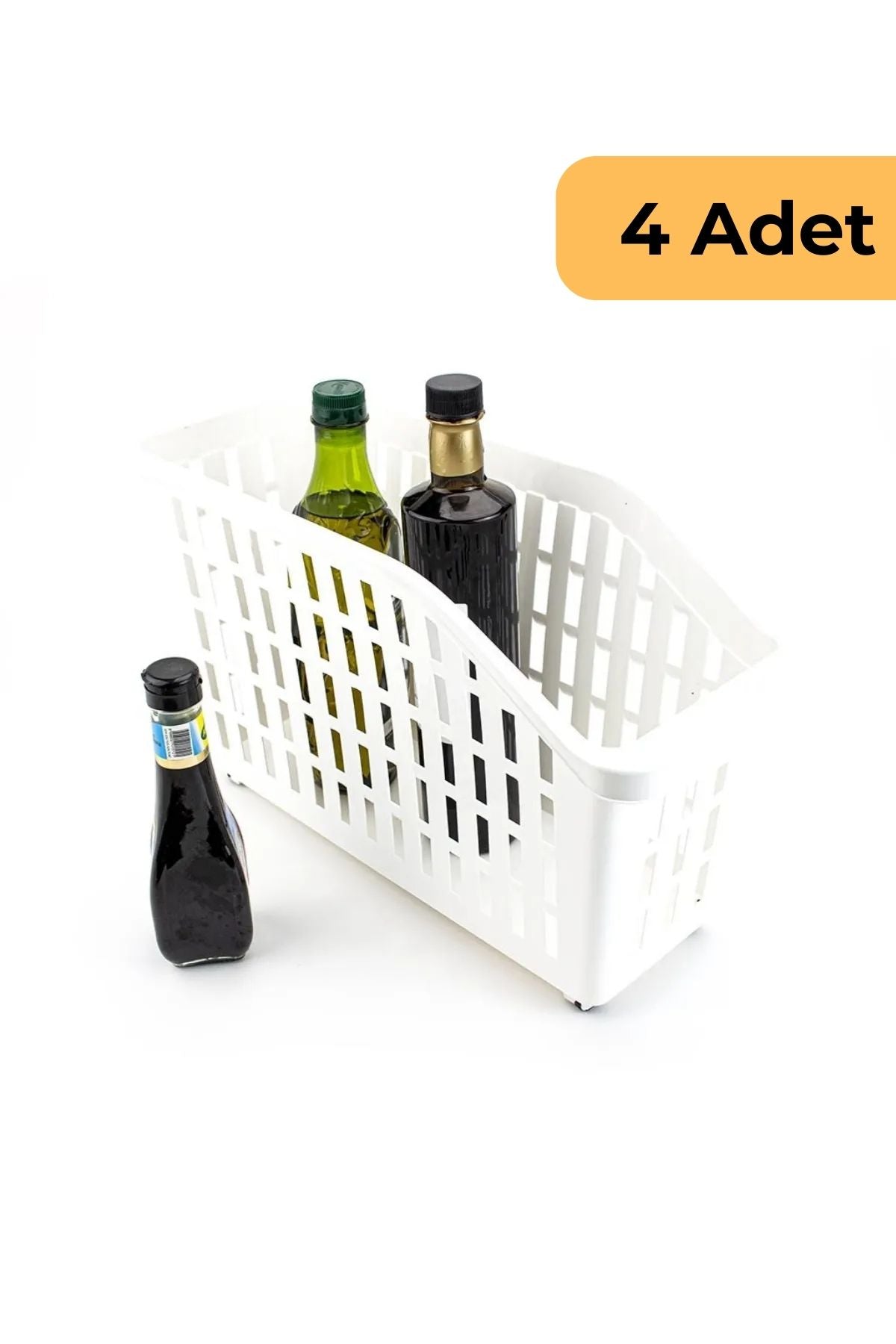 13 L Tekerlekli Düzen. Sepet, 4'lü Set, Beyaz