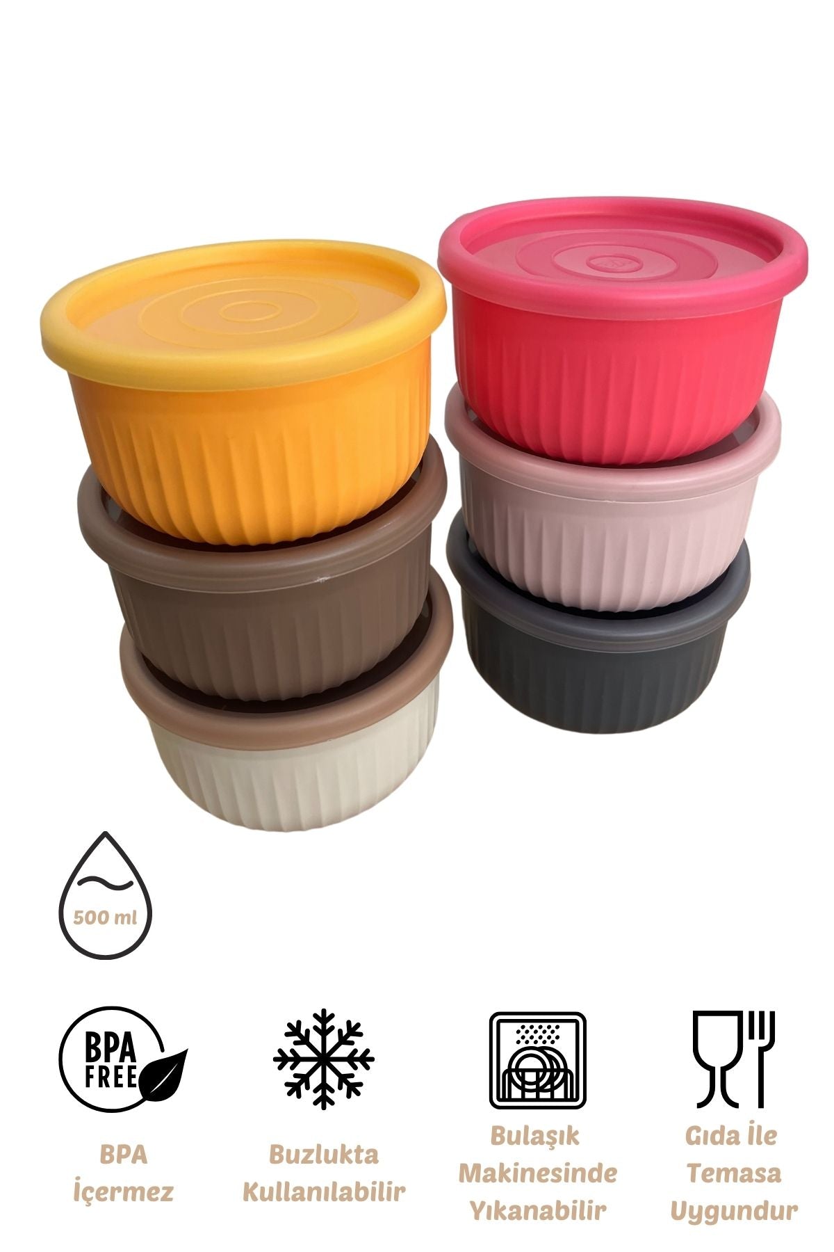 x VipAhmet Vakumlu Saklama Kabı 6'lı Set, 0,50 lt