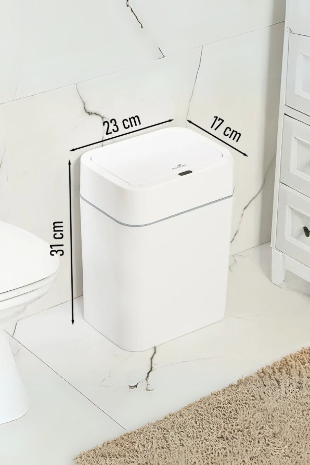 Evle Sensörlü Çöp Kovası 12 lt, Beyaz
