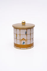 Bird Cage Desenli Yuvarlak Metal Saklama Kabı 14 Cm, Erzak Kabı  14 Cm X 15 Cm Er143-t7