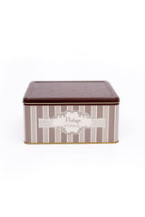 Er029-8b Elegance Burgundy Desenli Kare Metal Saklama Kabı 24x24 Cm