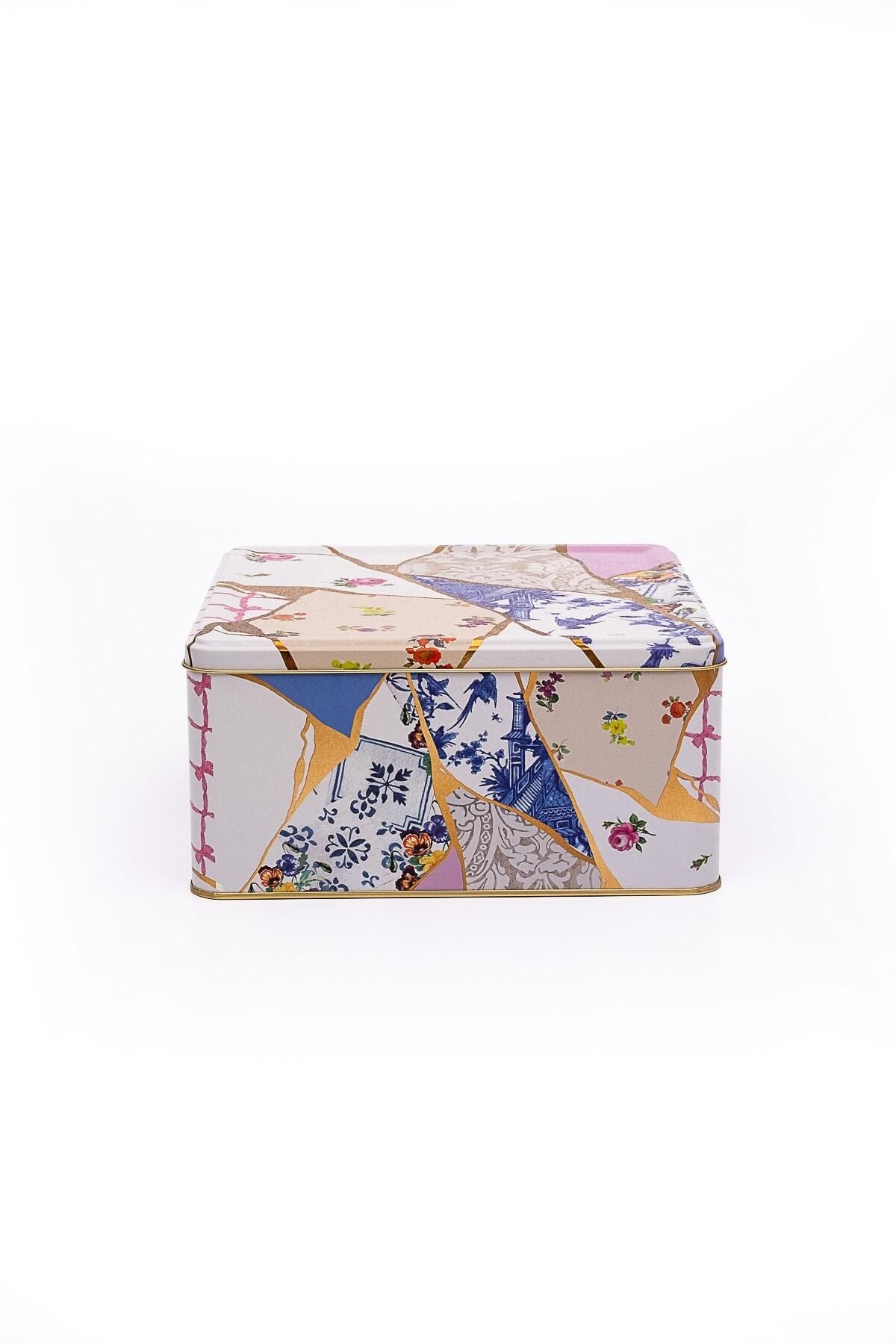 Er029-u5 Kint Sugi Desenli Kare Metal Saklama Kabı 24x24 Cm