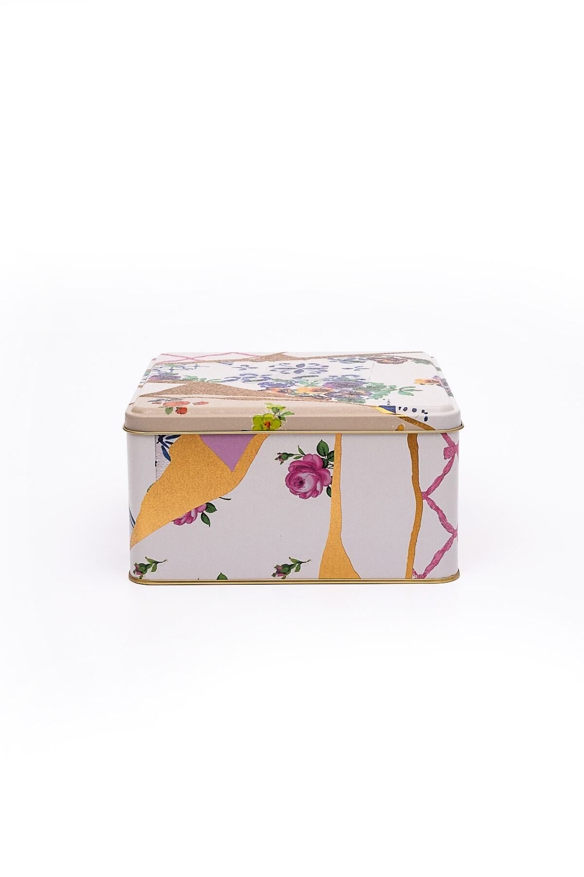 Er028-u5 Kint Sugi Desenli Kare Metal Saklama Kabı 20x20 Cm