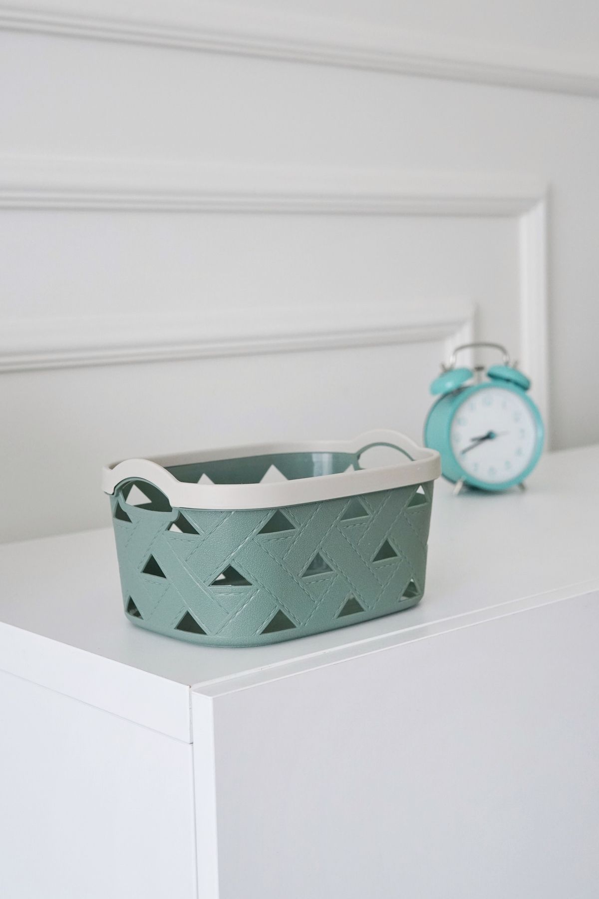 Deri Desenli Saklama ve Düzenleme Sepet Takımı (3'lü), Yeşil