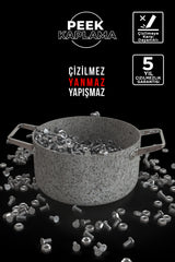 Stone-Age 16 cm Çizilmez Yanmaz Yapışmaz Indüksiyonlu Kapaklı Sos Tenceresi