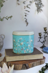 Er004-9f Botanica Blue Desenli Oval Metal Saklama Kabı 11x15 Cm