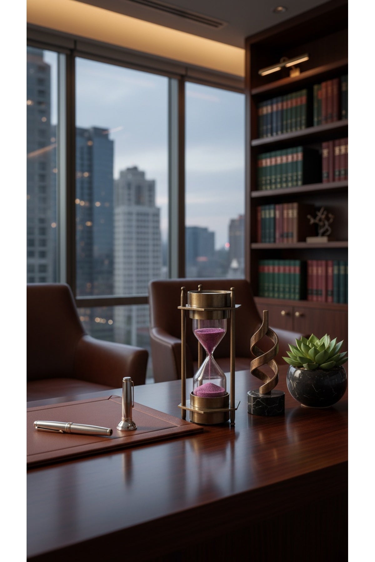 Eskitme Metal Çift Pusulalı Kum Saati 12 cm Mor Kumlu Dekoratif Vintage Masaüstü Aksesuar Hediyelik