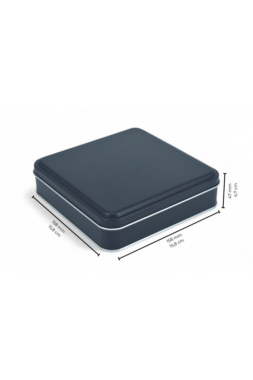 158x158x47 mm Metal Kapaklı Baskısız Metal Kutu, Mat Siyah, 72 Adet