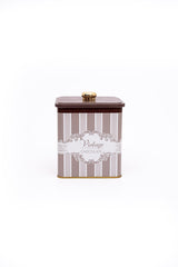 Er023-4j Elegance Chocolate Desenli Kare Metal Saklama Kabı 12x12 Cm