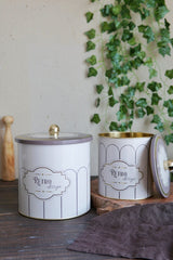 Retro Desenli Metal Saklama Kabı 2'li Set 2.1 Litre + 4.1 Litre Erb48u6