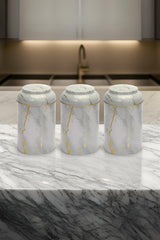 Efb0451 Silindir Saklama Kabı Ø105 3 Lü Set, Marble White