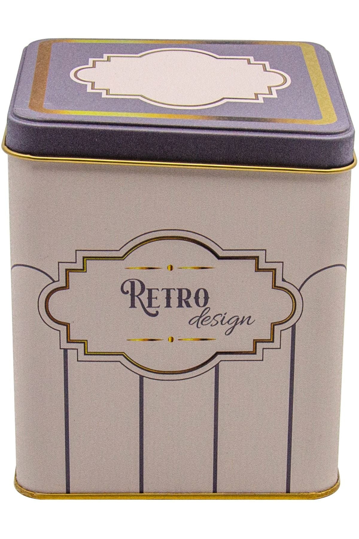 Er024-u6 Retro Desenli Kare Metal Saklama Kabı 12x12 Cm
