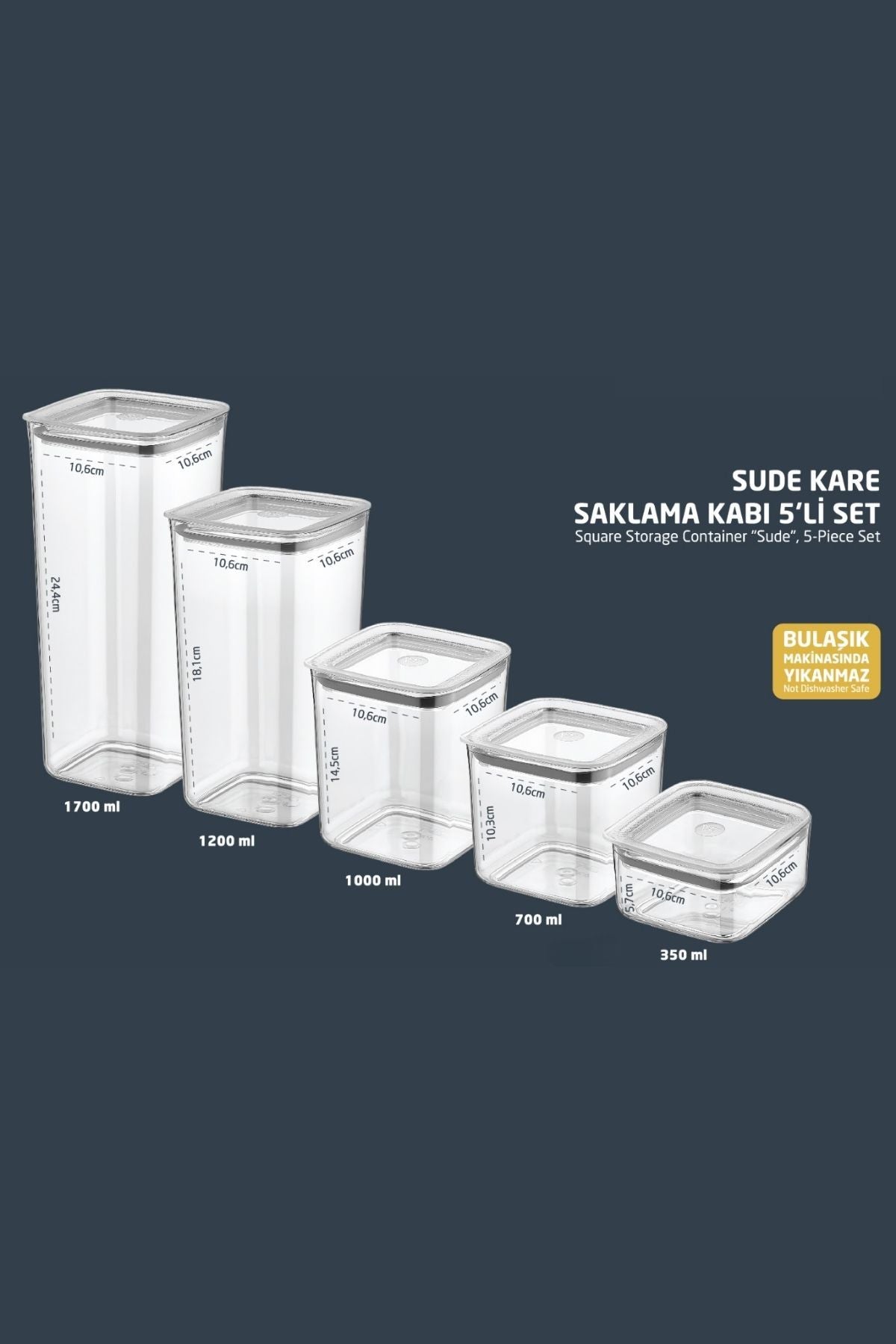 Sude Kare Saklama Kabı 5'Li Set