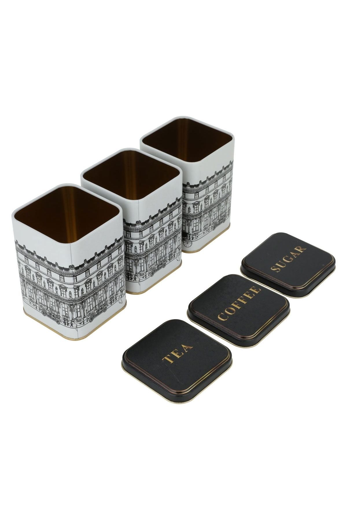 Kare Metal Saklama Kabı 8.7 cm x 8.7 cm X 12.5 cm, 3 Lü Set, City