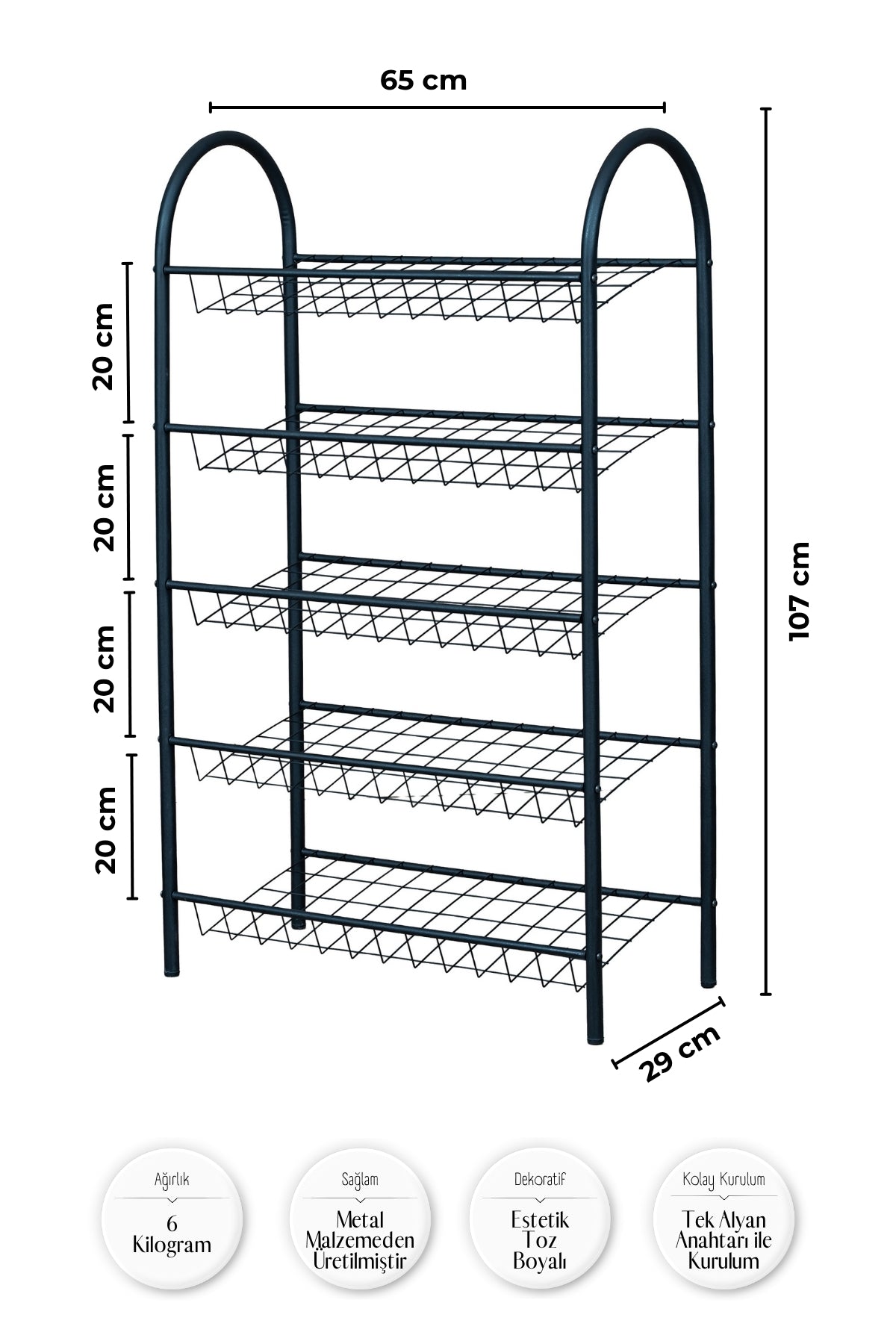 5 Katlı Metal Ayakkabılık, Geniş Kapasiteli Tel Raf Ayakkabı Düzenleyici, Düzenleyici Raf