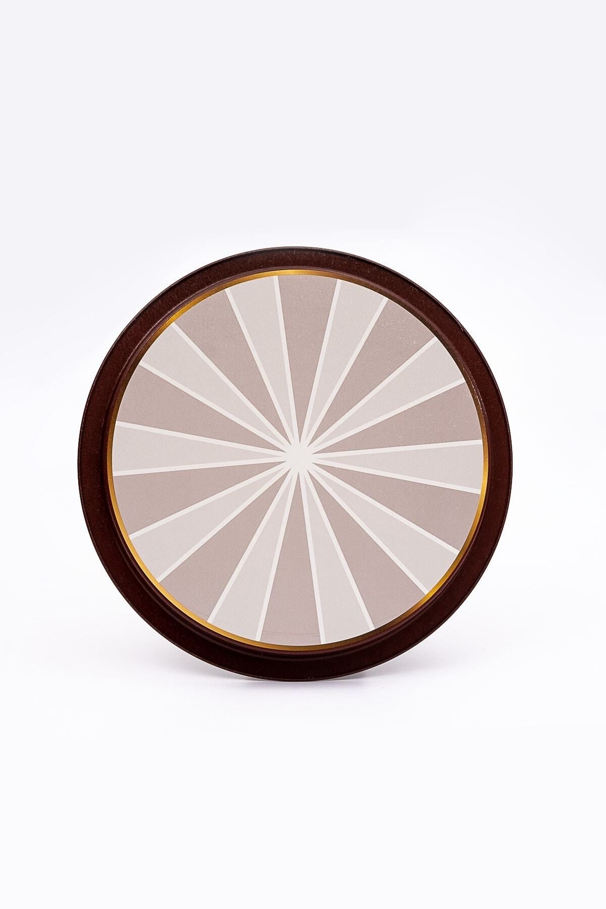 Ee197-8b Elegance Burgundy Desenli Yuvarlak Tepsi 32 Cm