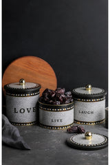 Mosaic Desenli Metal Saklama Kabı Seti - 3'lü Set (1,3 Lt - 1,7 Lt - 2,1 Lt) ERB30U1