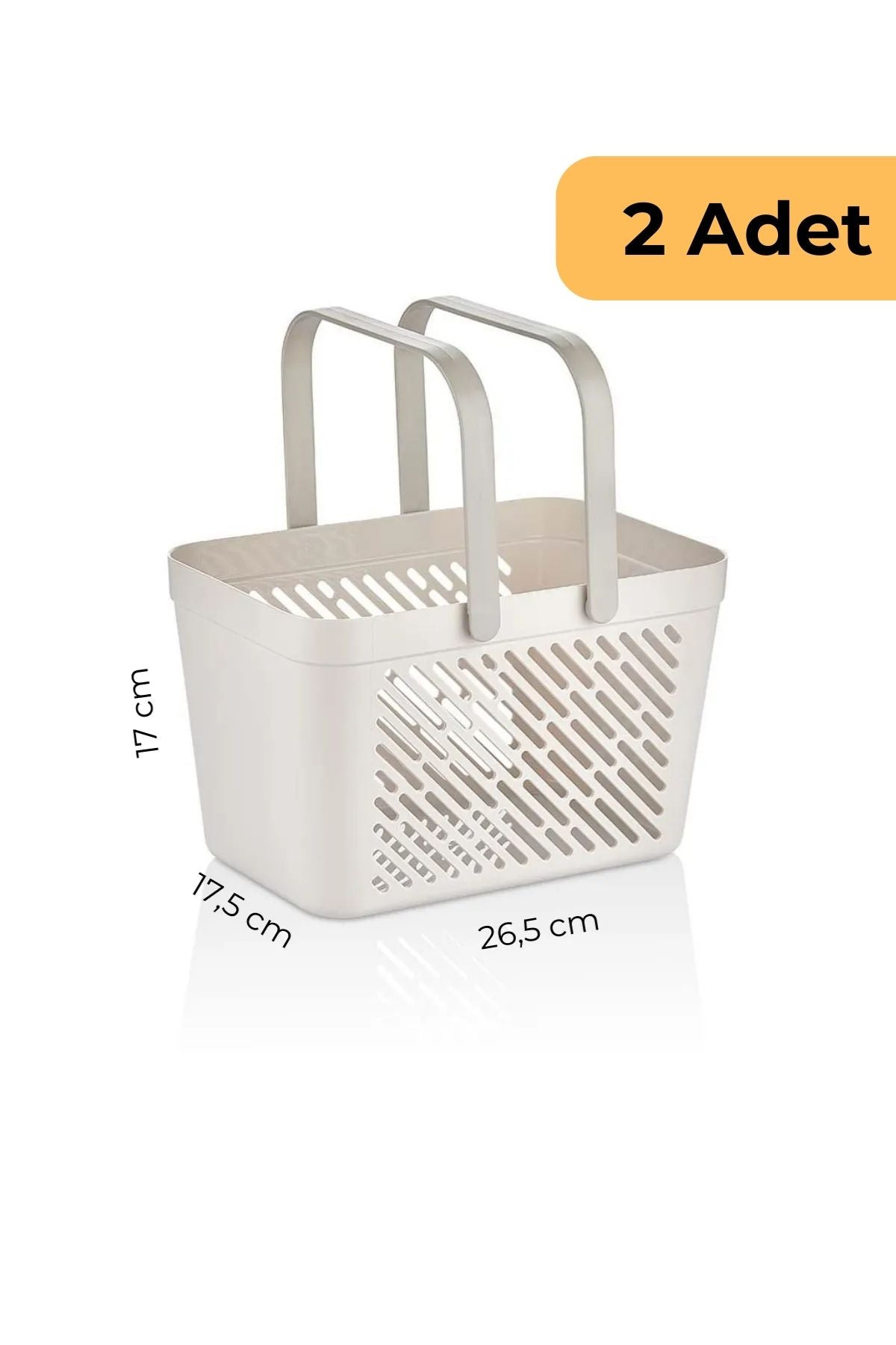 Çift Kulplu Çok Amaçlı Sepet, 2'li Set, Beyaz