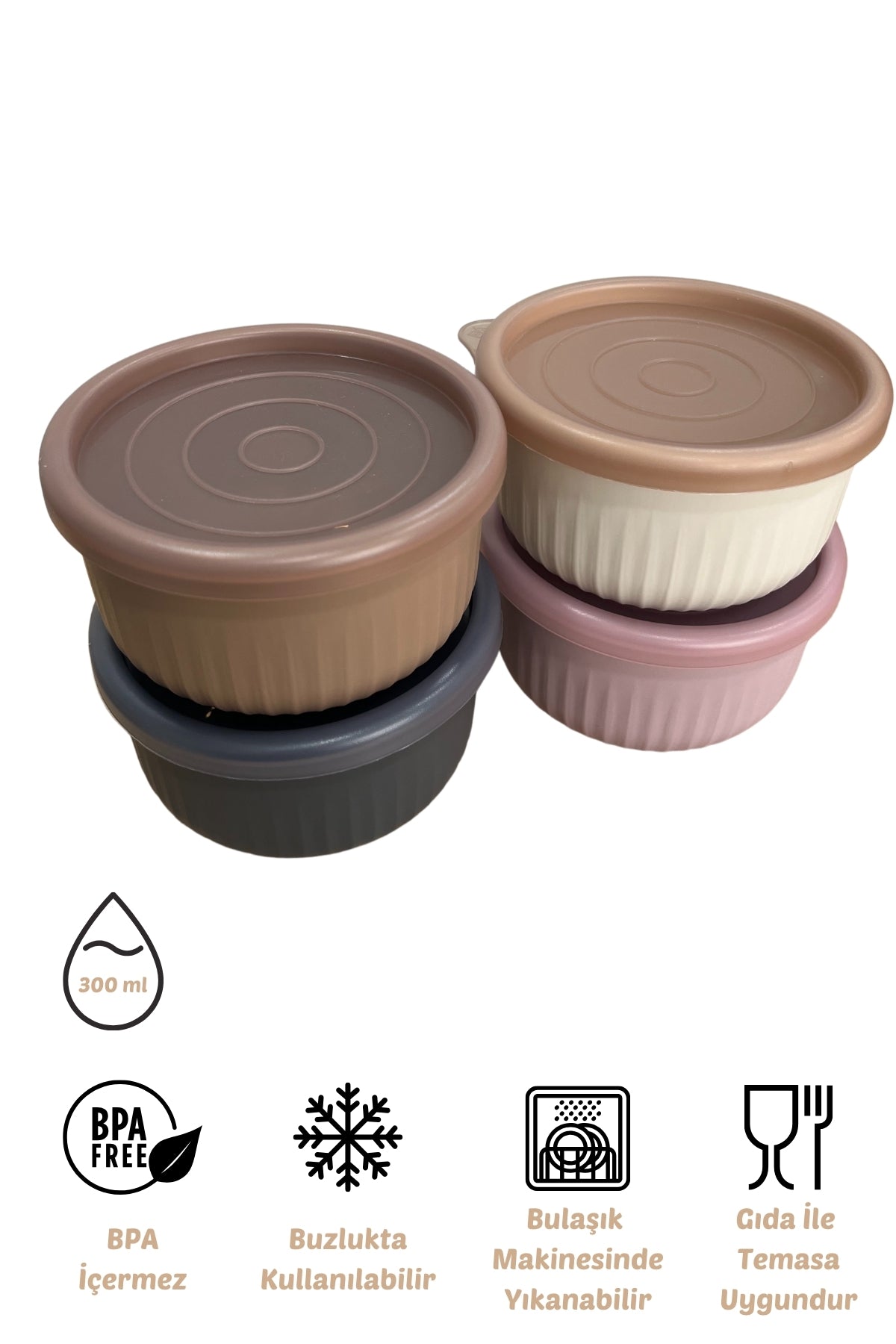 Evle x VipAhmet Vakumlu Saklama Kabı 4'lü Set, 0,30 lt