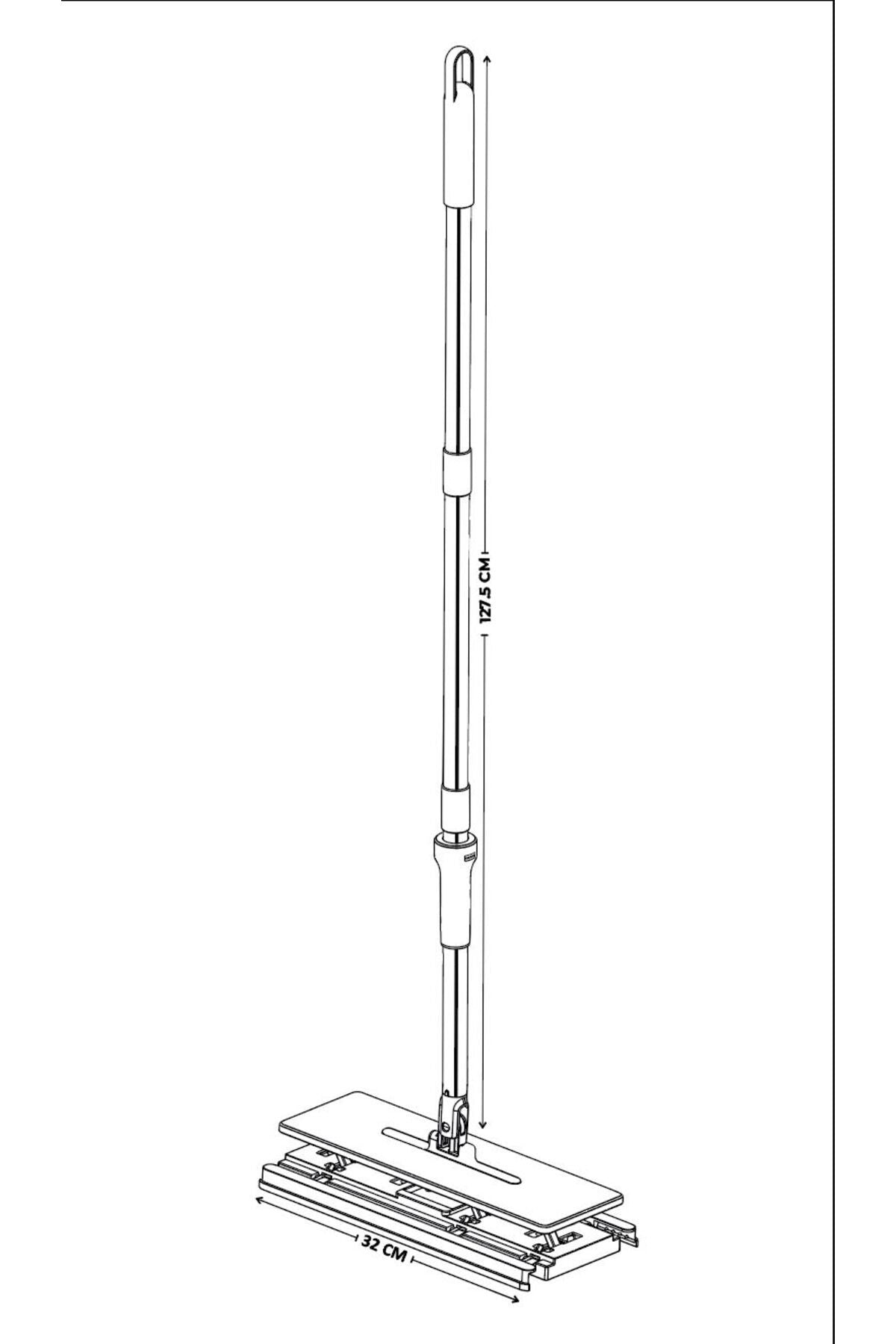 Click Mop, Akıllı Mop Paleti – Paslanmaz Çelik Saplı, Katlanabilir Mikrofiber Temizlik Aparatı