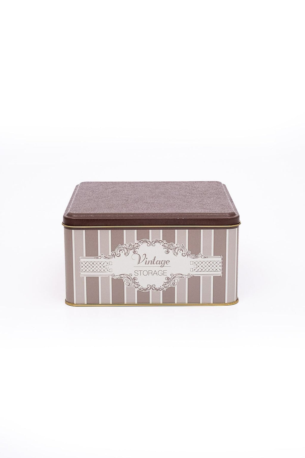 Er028-6b Elegance Coffee Desenli Kare Metal Saklama Kabı 20x20 Cm