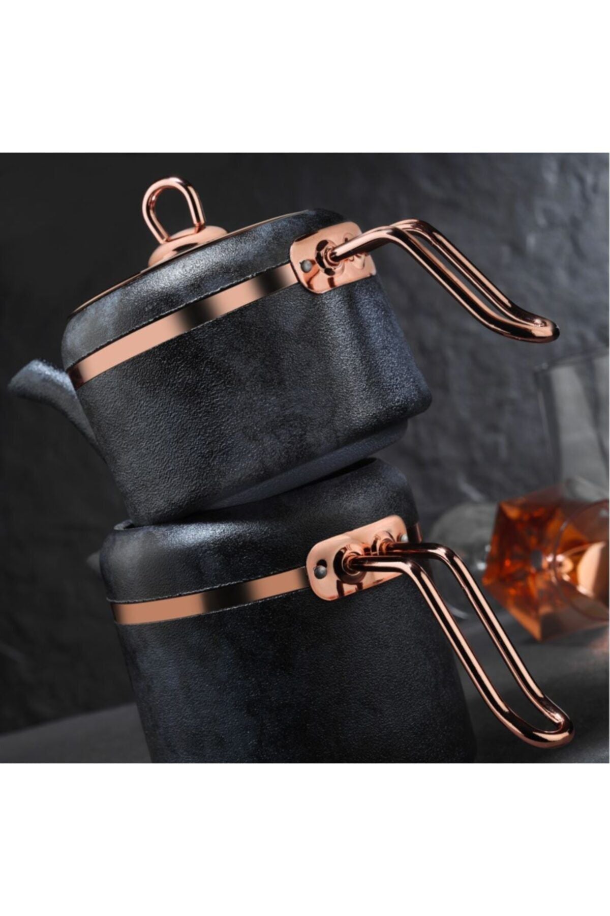 Brioni Royal Stone Çaydanlık Takımı Antrasit Bakır Rsa-02tl