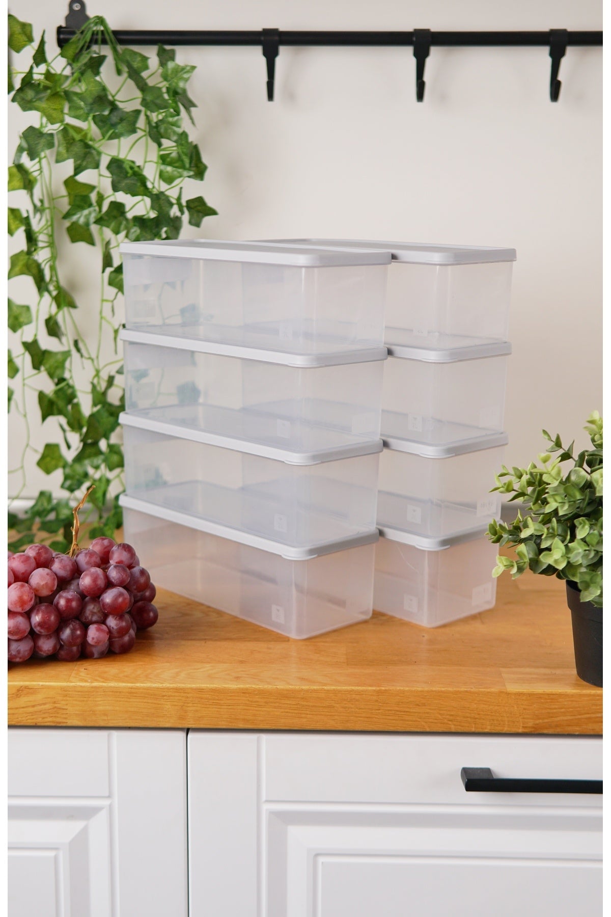Derin Dondurucu Saklama Kabı 8'li Set (8 x 1 Lt), Gri