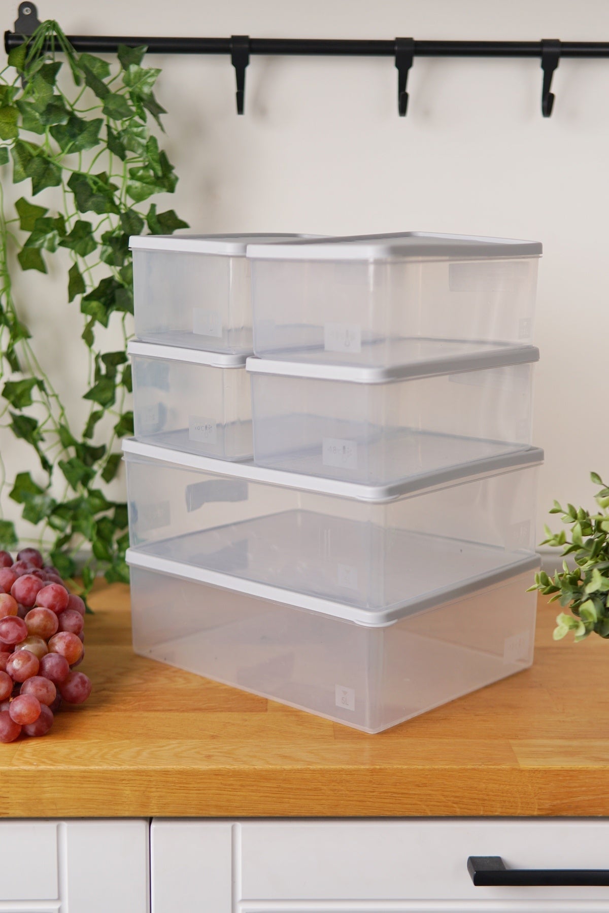 Derin Dondurucu Saklama Kabı 6'lı Set (2 x 5 Lt + 4 x 2.1 Lt), Gri