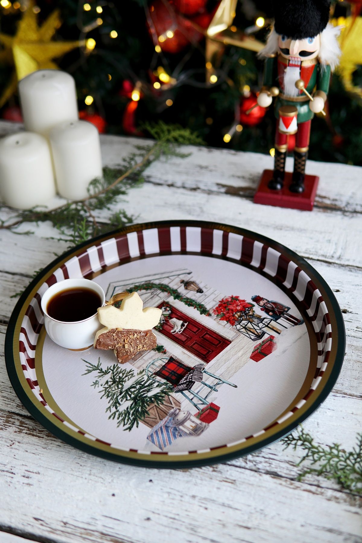 Yılbaşı Temalı Metal Tepsi, 31.5 Cm Ez197-1s