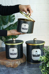 Trellis Desenli Metal Saklama Kabı Seti - 3'lü Set (1,3 Lt - 1,7 Lt - 2,1 Lt) ERB30V2