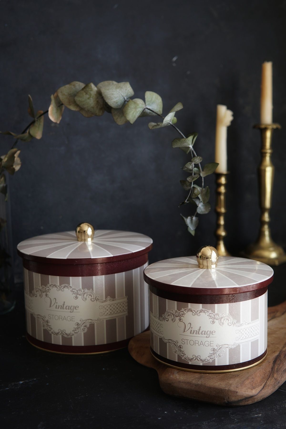 Elegance Desenli Metal Saklama Kabı Seti - 2'li Set (1,3 Lt - 2,9 Lt) ERB53V5