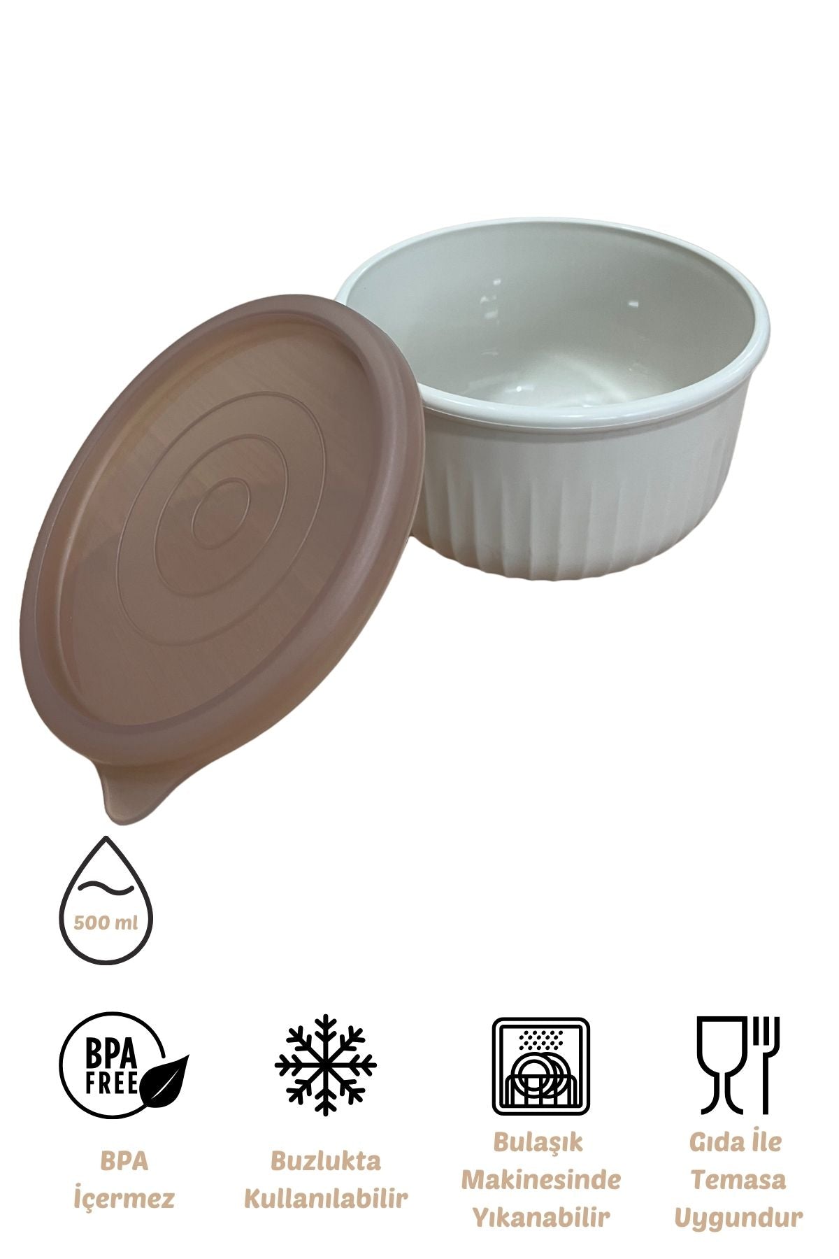 x VipAhmet Vakumlu Saklama Kabı, 0,50 lt, Kumsal