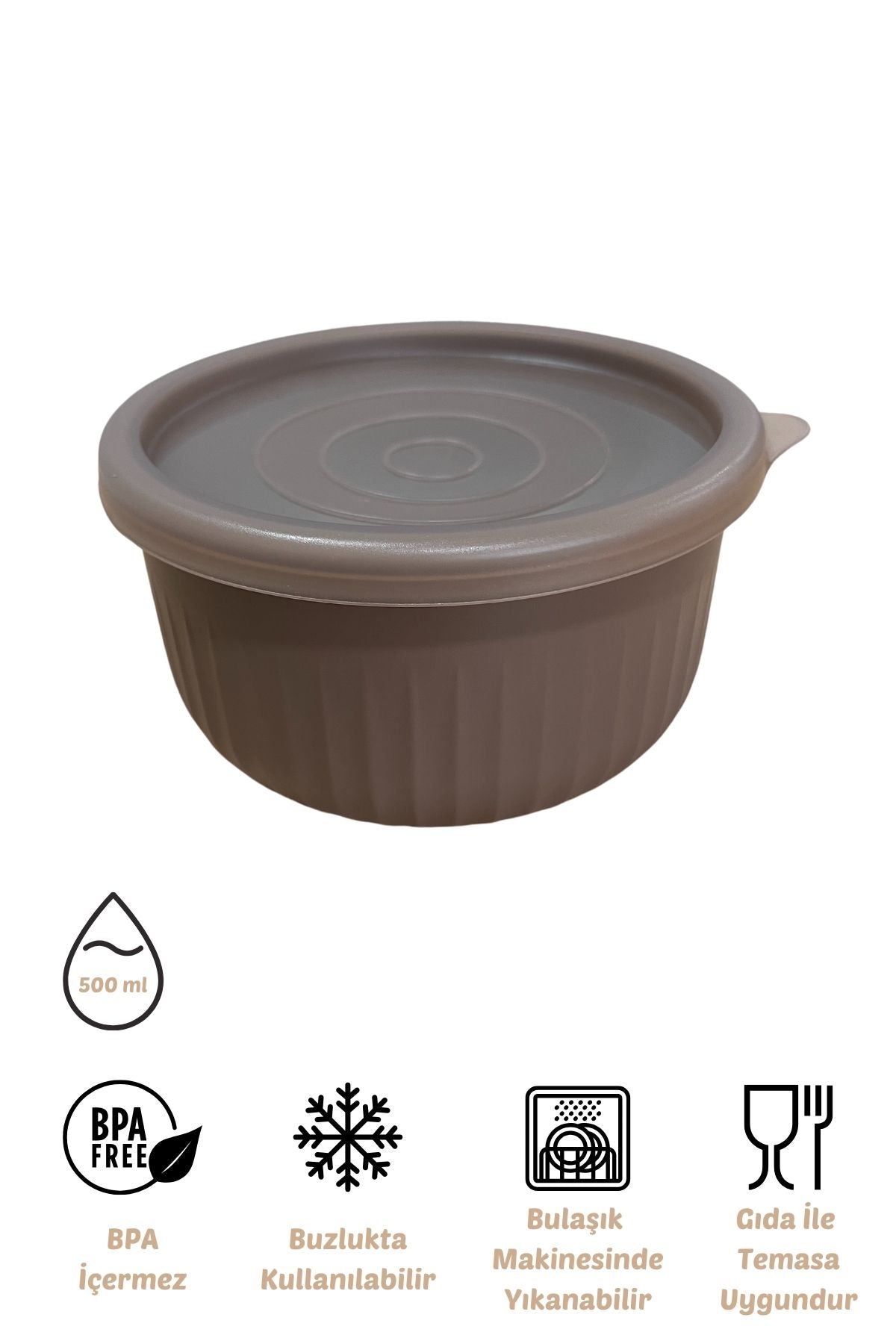 x VipAhmet Vakumlu Saklama Kabı, 0,50 lt, Toprak