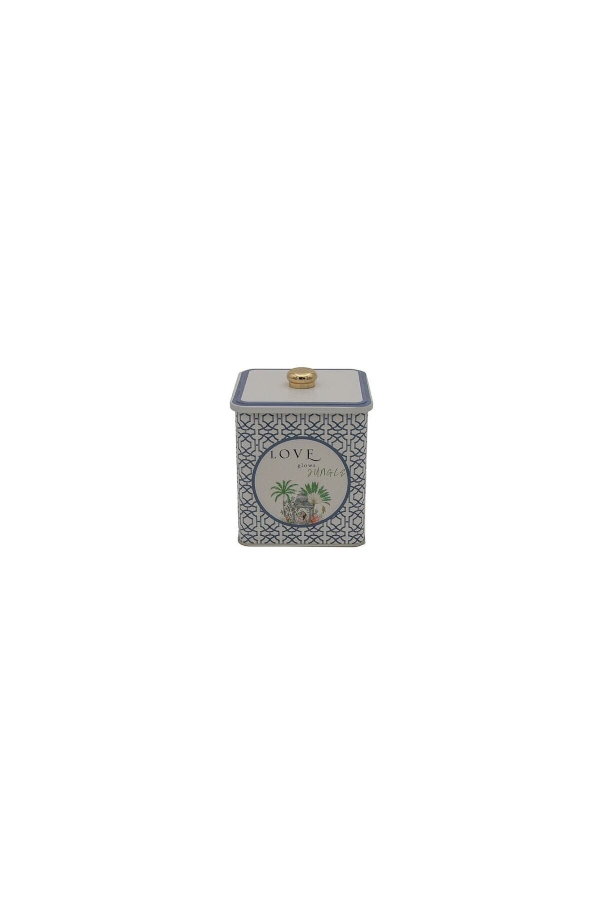 Er023-6ı Forrest Grey Love Desenli Kare Metal Saklama Kabı 12x12 Cm