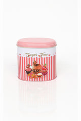 Ef004-e8 Sprinkles Sugar Time Desenli Oval Metal Saklama Kabı 11x15 Cm