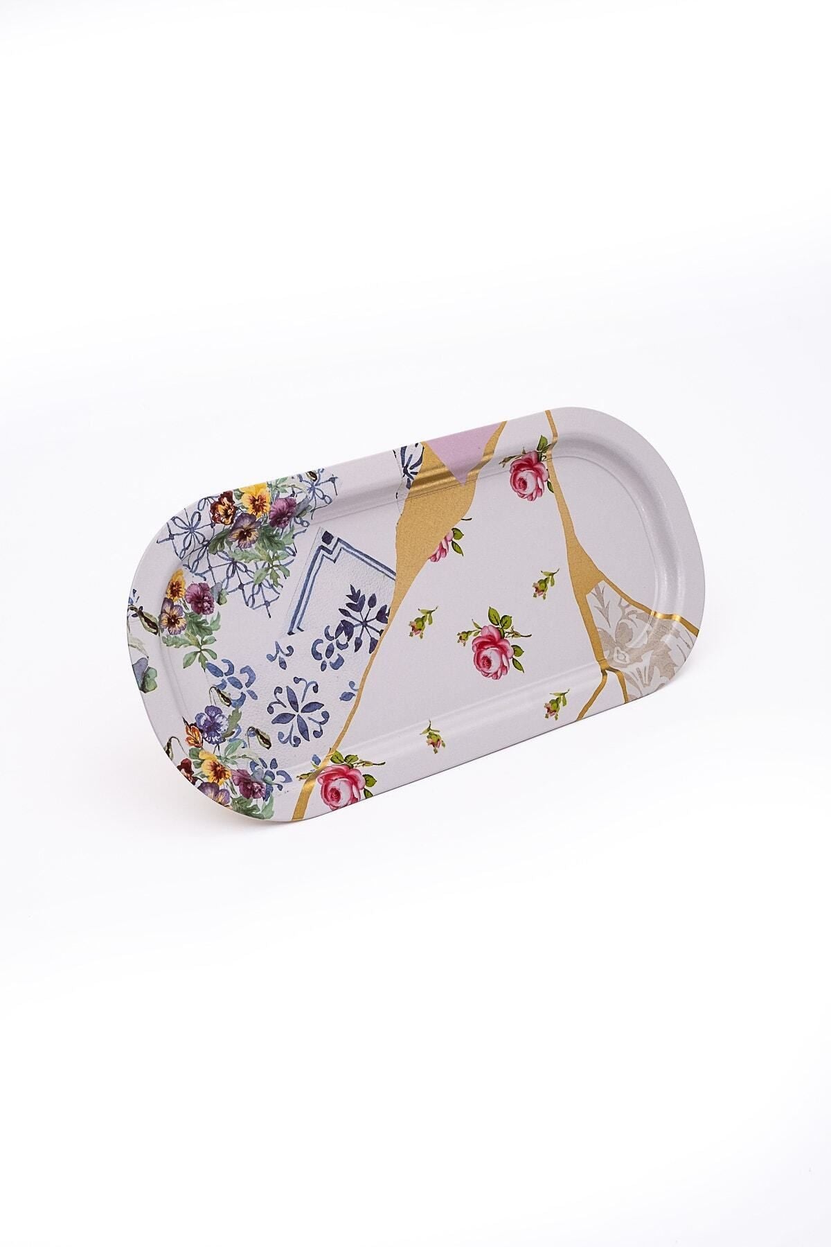 Ee168-u5 Kint Sugi Desenli Oval Tepsi 16x35 Cm