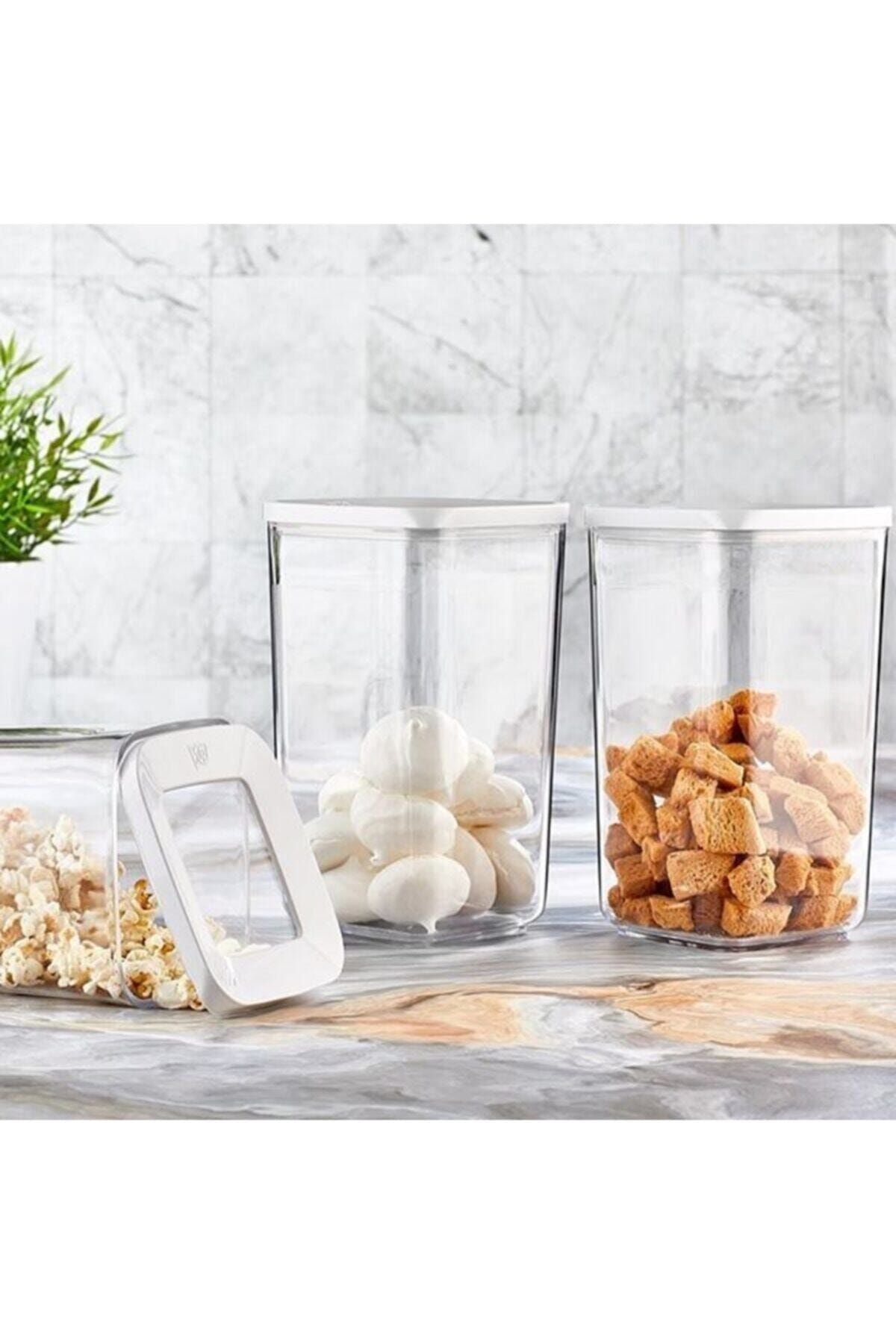 Vakumlu Kare Saklama Kabı 3 Adet 1200 Ml